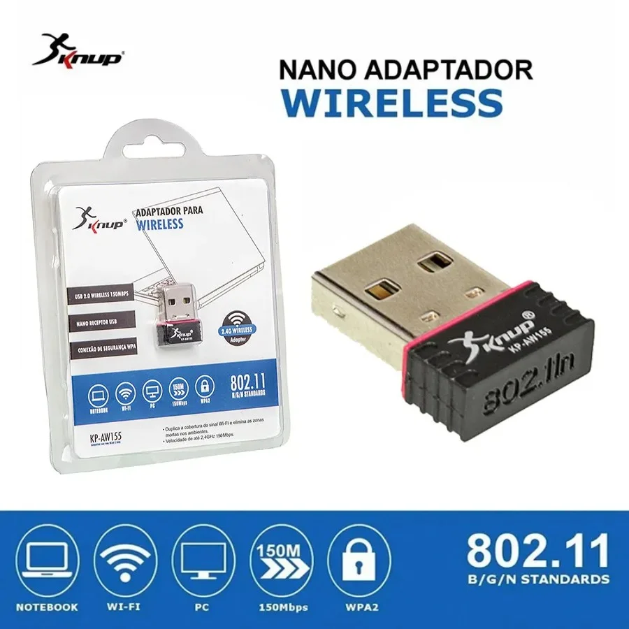 Wireless Adaptador Usb *nano* Knup Kp-aw155 n 802.11n 150mbps - Cod: 3545